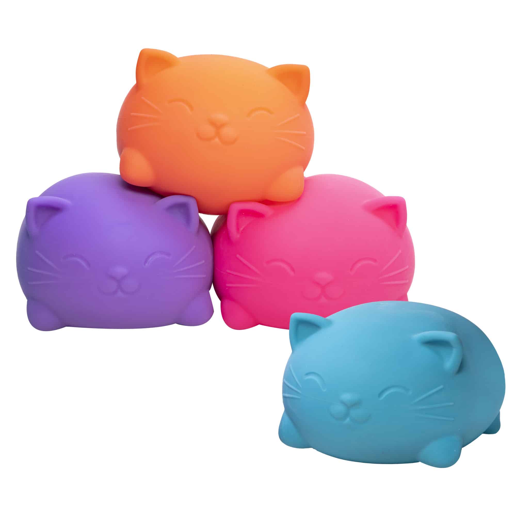NeeDoh Super Cool Cats - Group Stacked - Pink Orange Blue Purple