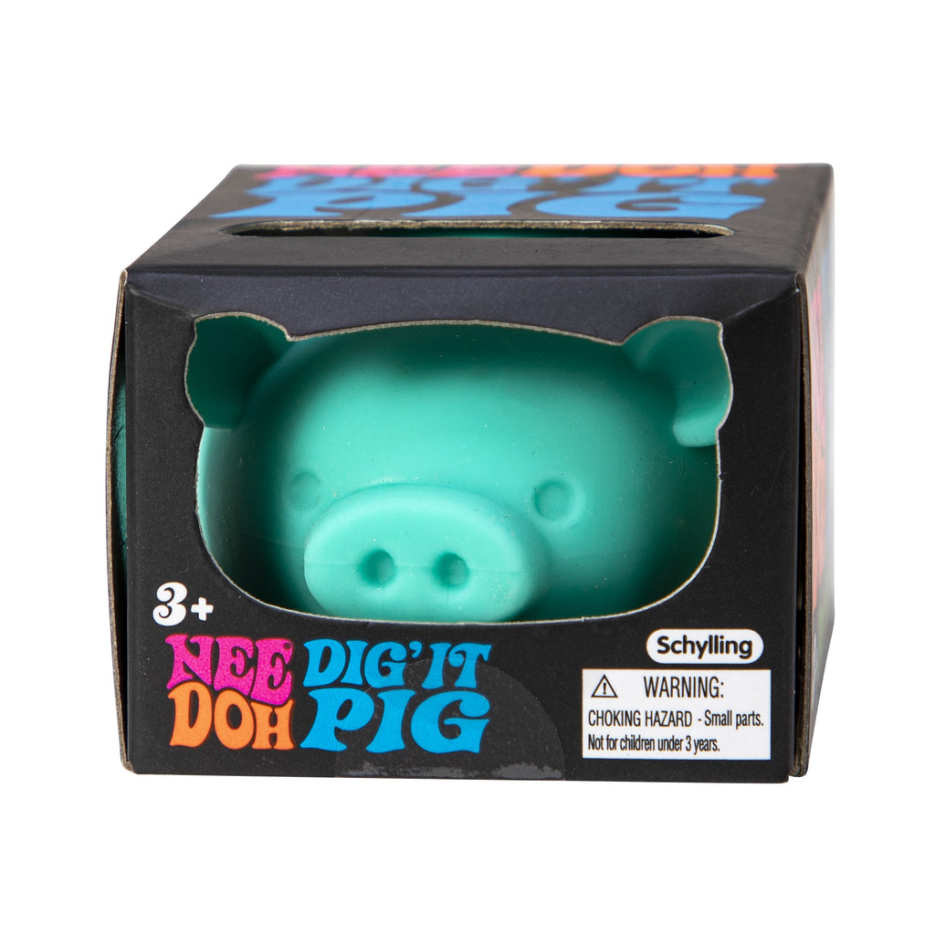 NeeDoh Dig it Pig - Teal Pkg Front