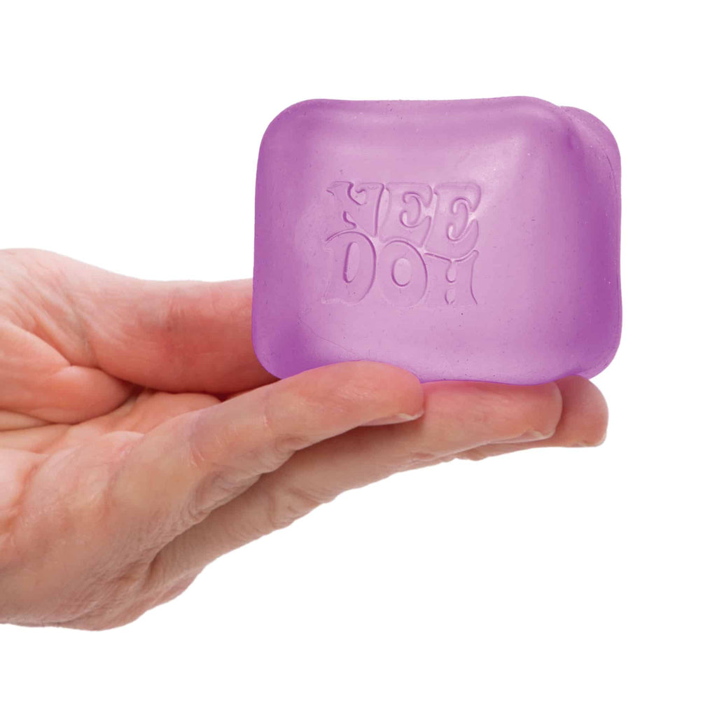 NeeDoh Nice Cube Purple Held in Hand
